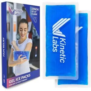 Reusable Gel Ice Packs for Injuries by Kinetic Labs (2 Pack) - Hot Cold Packs fo